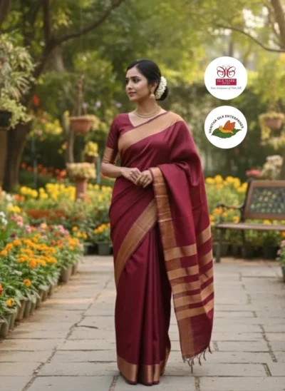Regal Maroon Corporate Wear Silk Saree