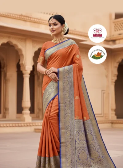 Radiant Elegance: Terracotta Silk Saree