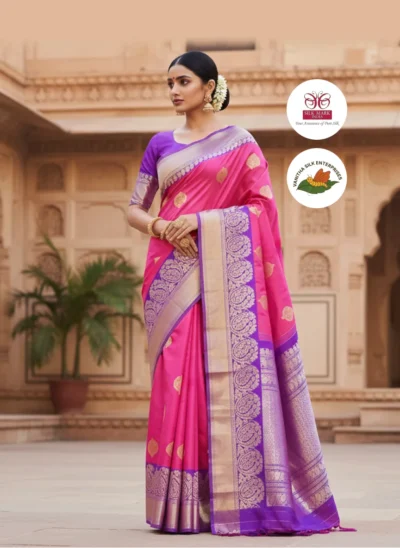 Radiant Fusion: Artisanal Silk Saree