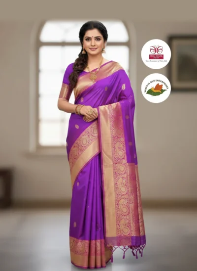 Royal Indulgence: Exquisite Purple Silk Saree