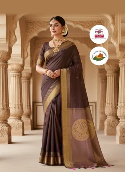 Elegant Silk Weave Saree in Rich Mocha