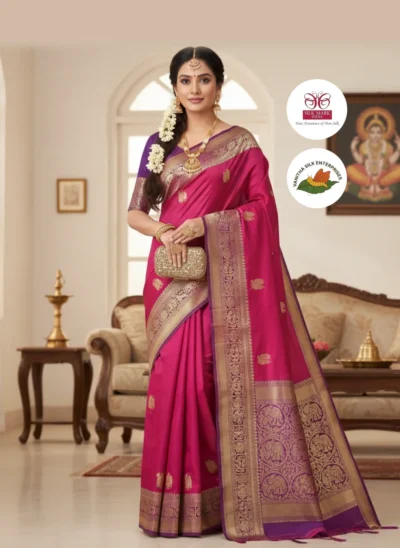 Regal Magenta Silk Saree with Zari
